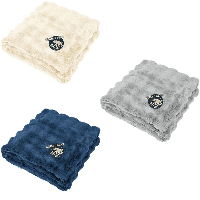 HH7068 Faux Fur rPET Bubble Blanket With Embroidered Custom Imprint